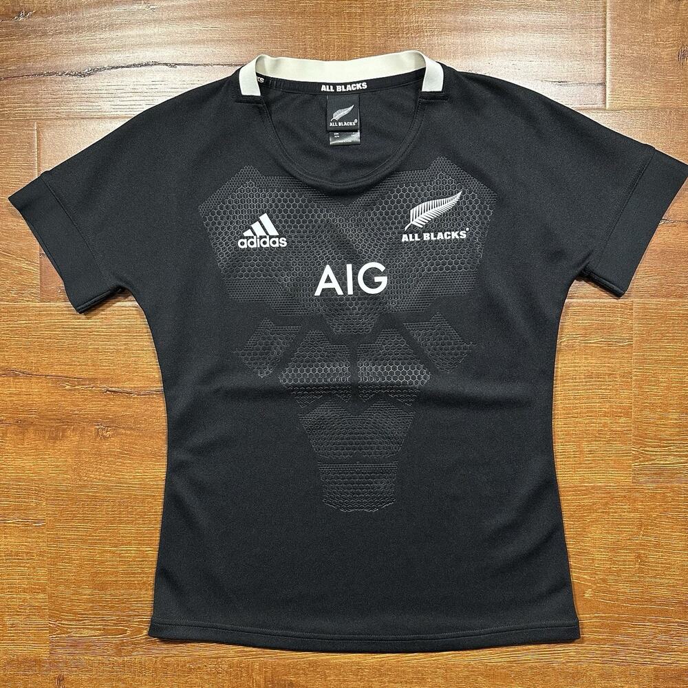 Adidas All Blacks Rugby Jersey Youth M 12-14 Black Athletic Performance NZ AIG